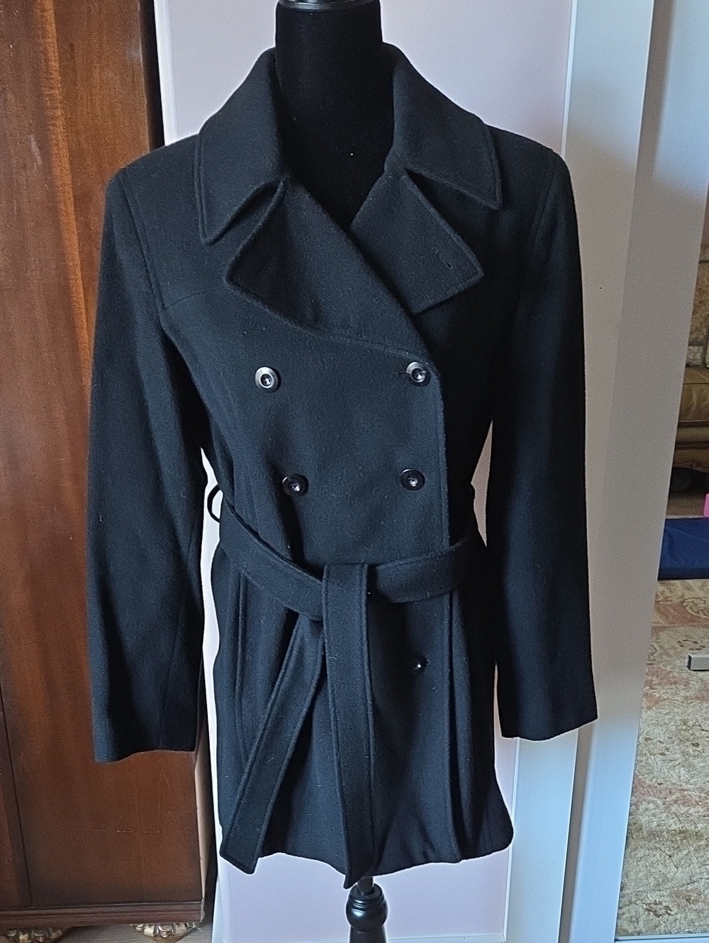 Evan Picone Wool Pea Double Breasted Coat Size 4